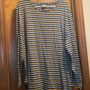 Como Vintage 3XL yellow & teal striped long sleeve